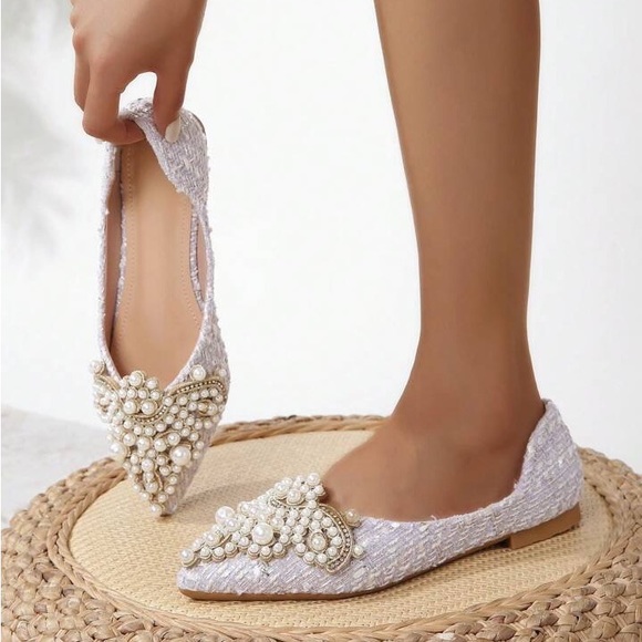 Faux Pearl Embellished Luxe Flats - Picture 3 of 6